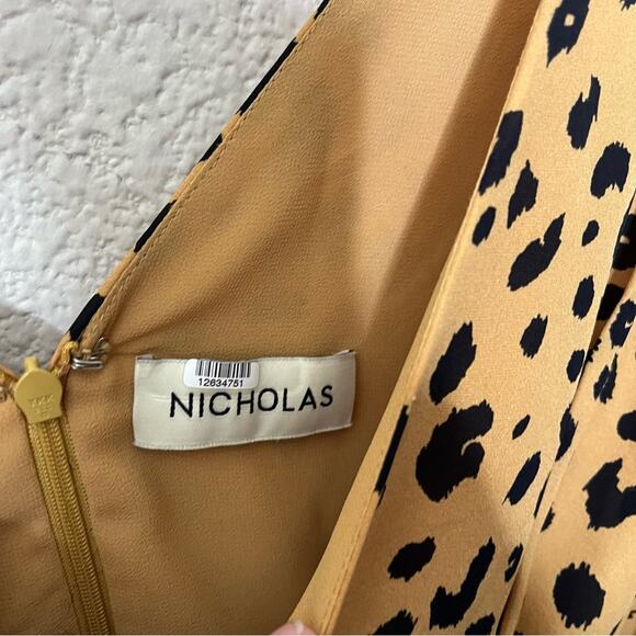 Nicholas Gathered Frill Silk Dress Ruffle Mini Cheetah Womens Size 10 - Picture 10 of 13